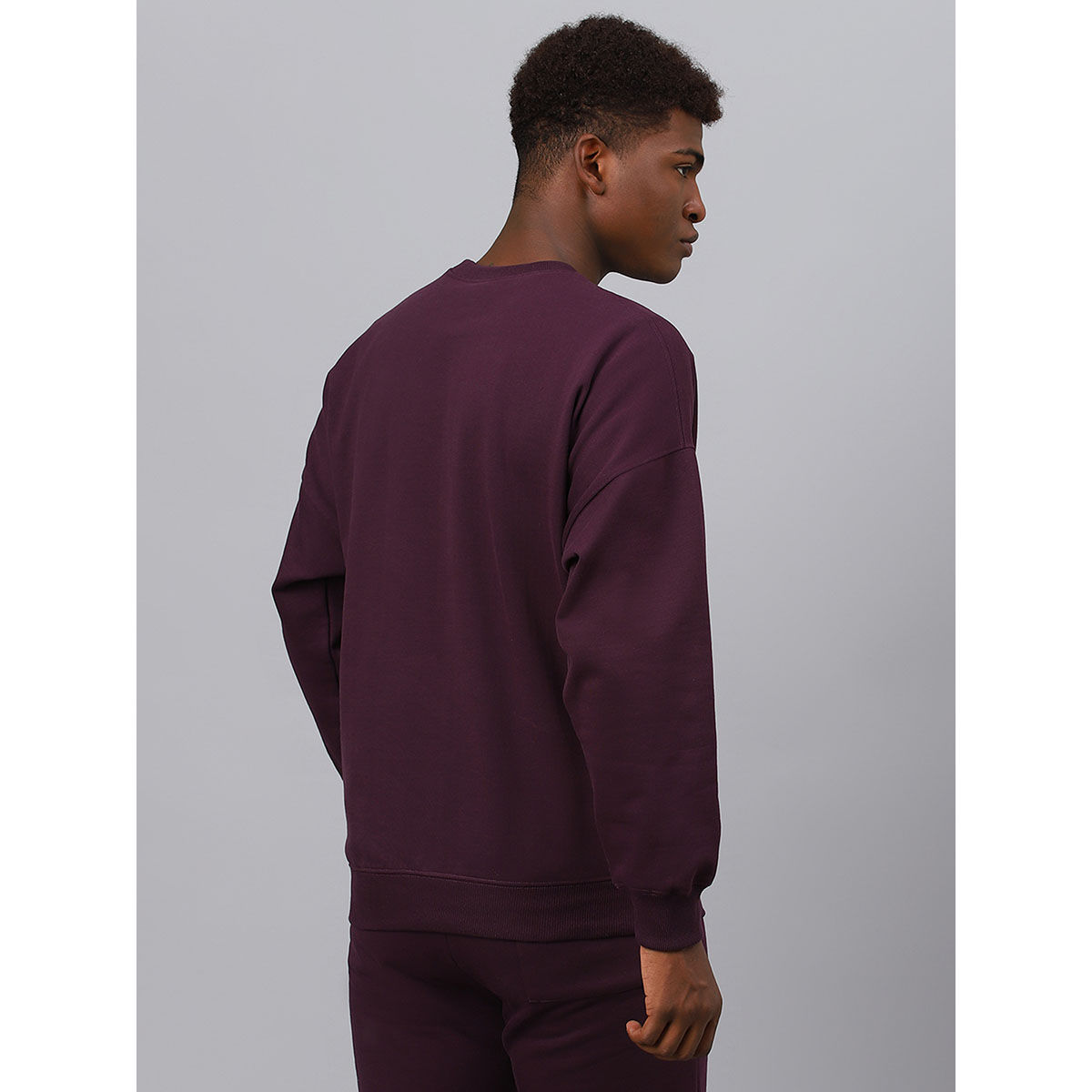 Buy Fitkin Men Purple Crew Neck Fleece Sweatshirt Online