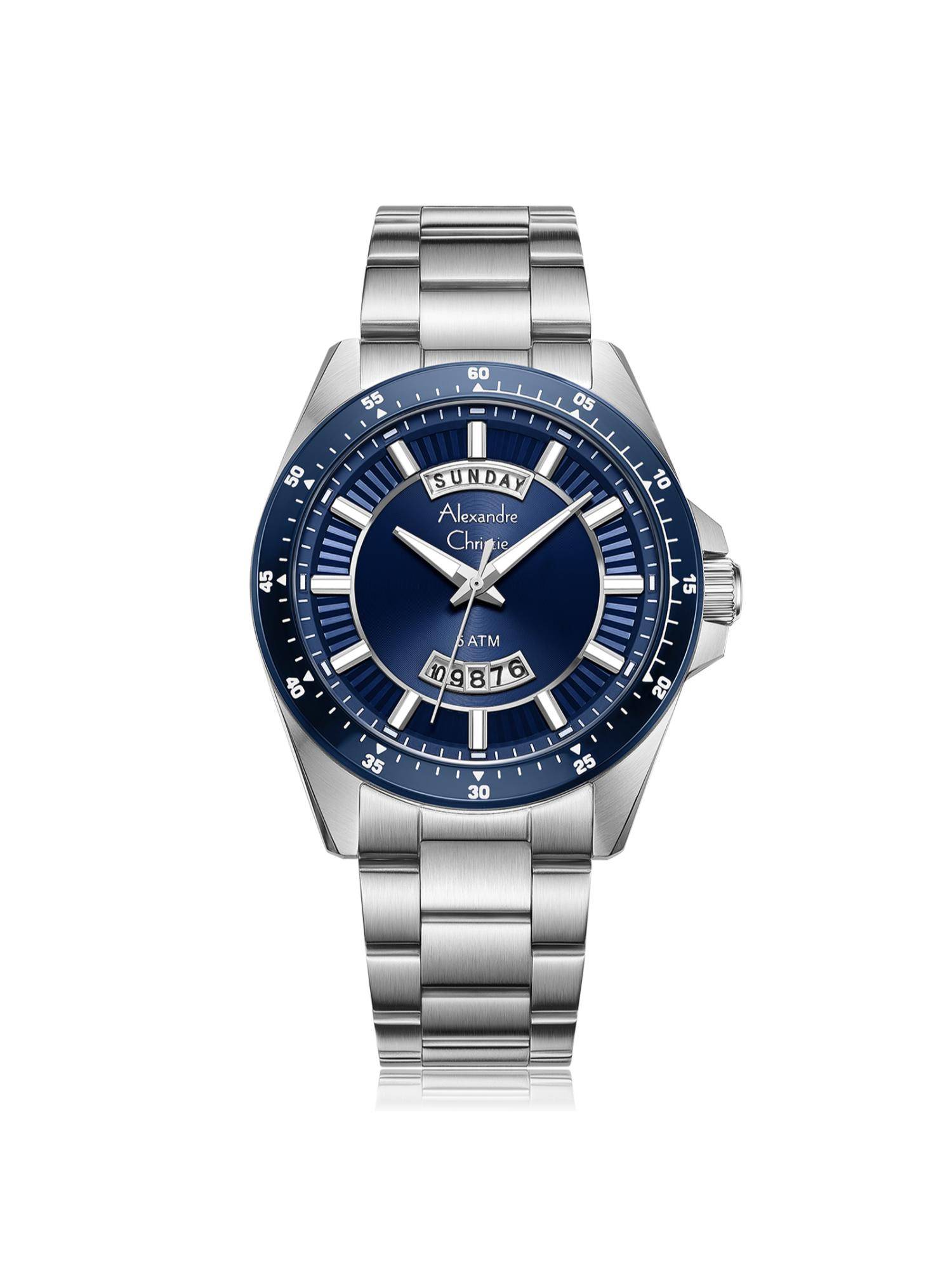 Alexandre Christie Men Classic Blue Dial Analog Watch - 6678MEBTUBU (M)