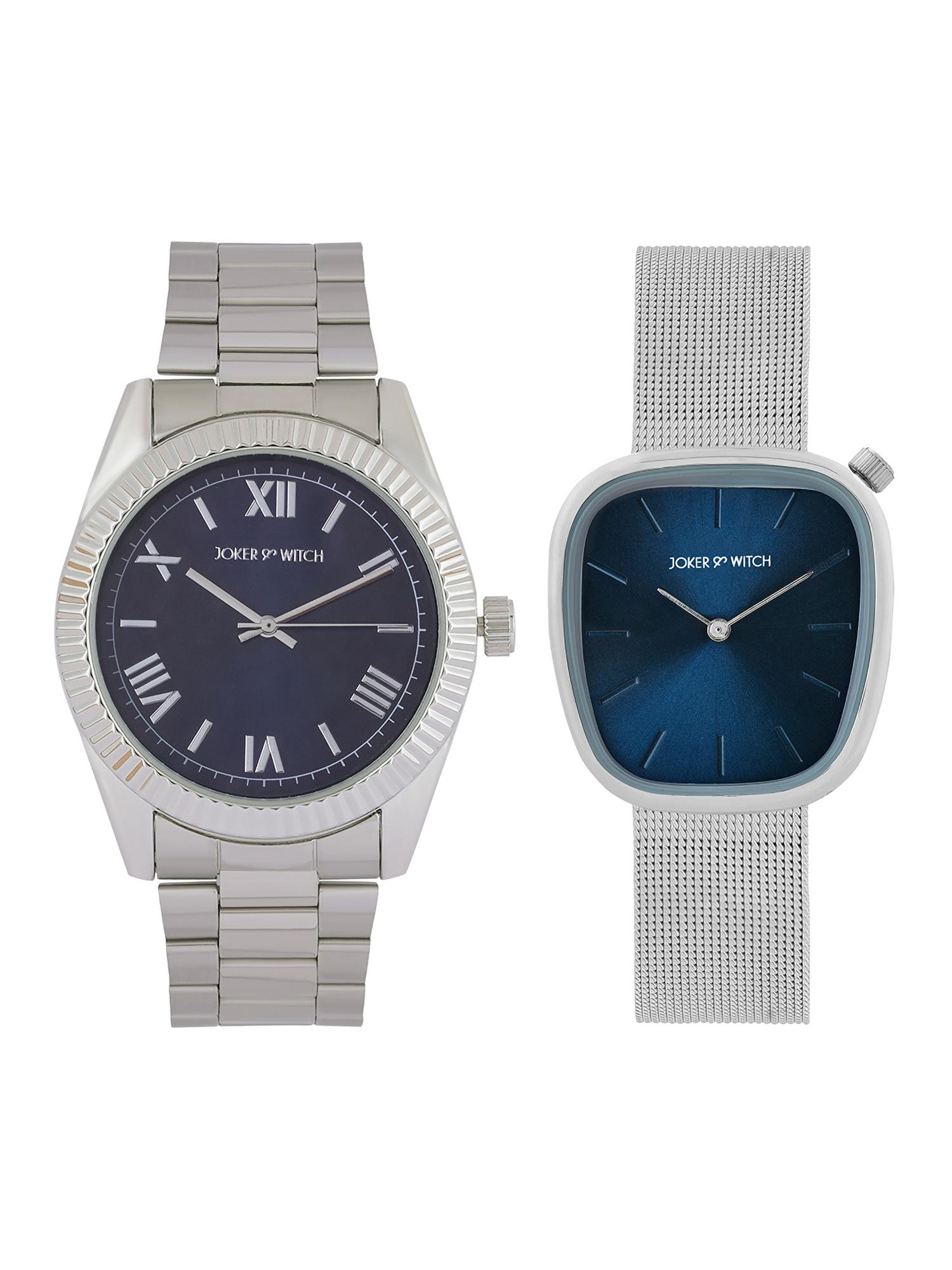 Buy Joker & Witch Unisex Beckett & Nora Blue Dial Analog Couple