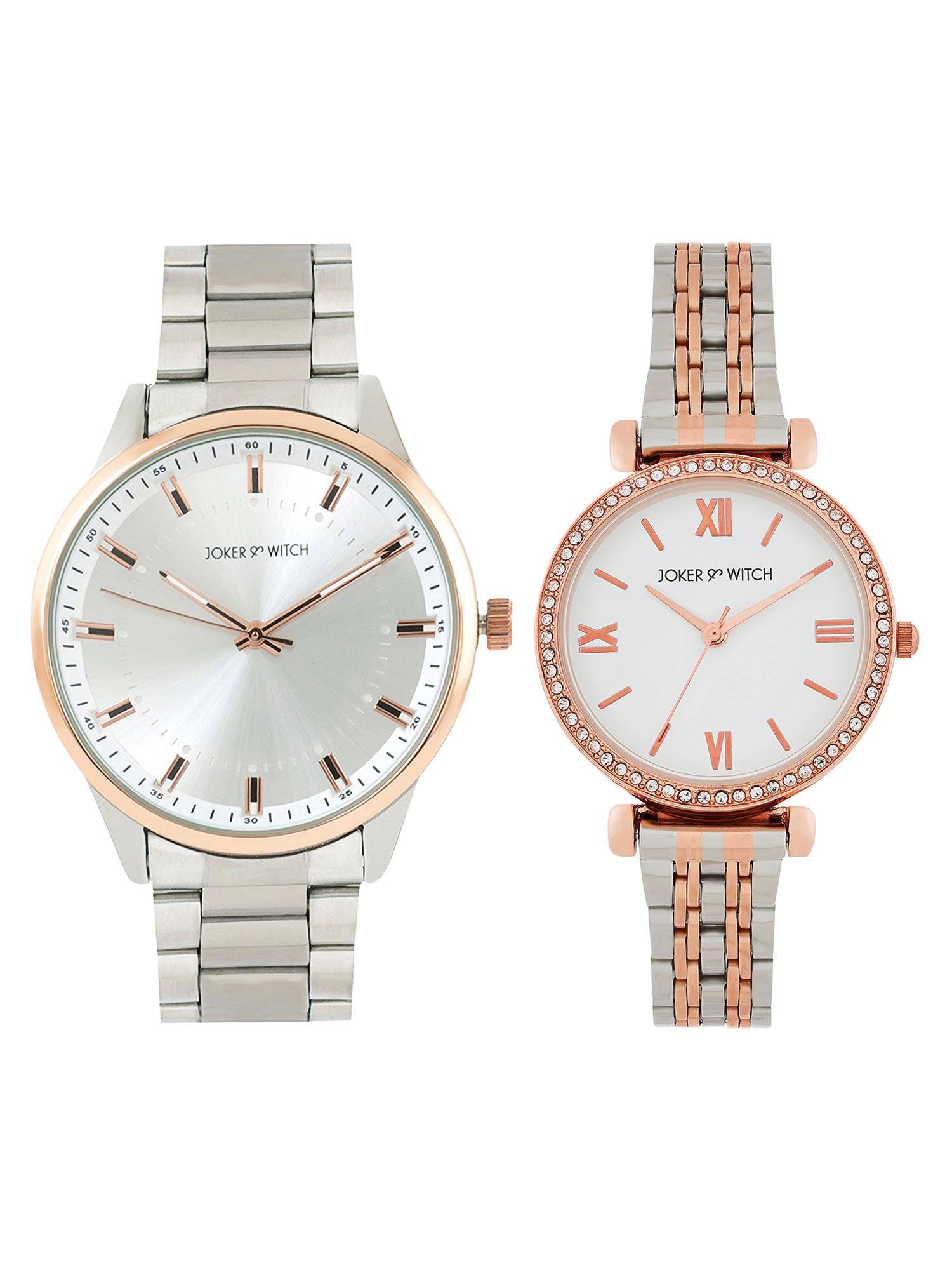 Joker & Witch Unisex Callum & Esme White Dial Analog Couple Watch - JWCW561 (M)