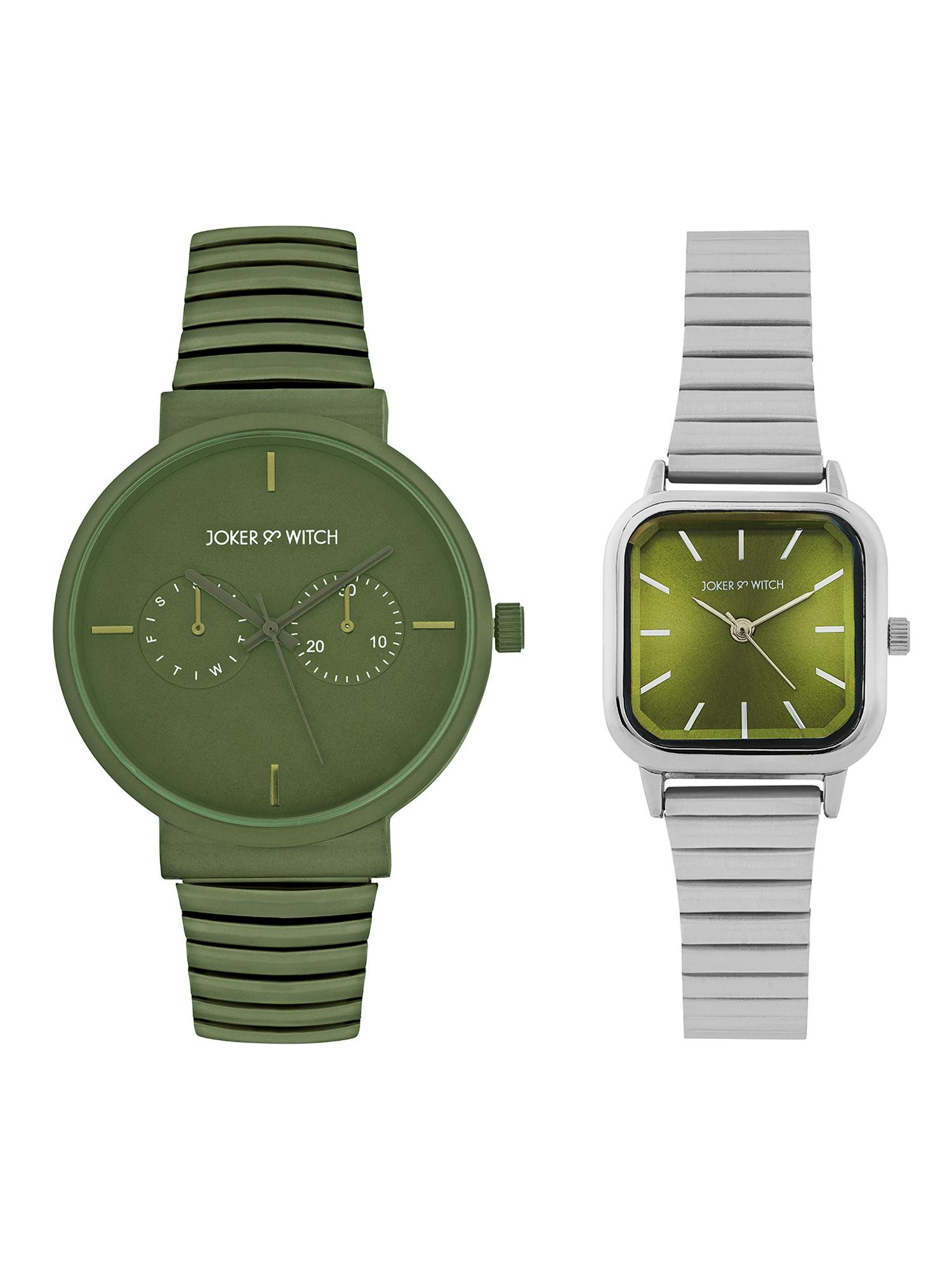 Buy Joker & Witch Unisex Dominic & Elara Green Dial Analog Couple