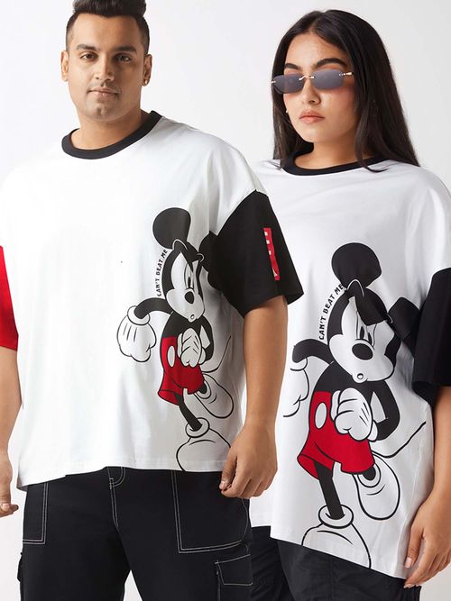 Buy Bewakoof Official Disney Unisex White and Red Mickey Graphic