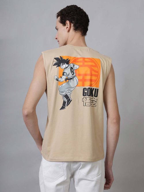 Free Authority Official Dragon Ball Z Regular Fit Beige Muscle-T for Young  Men
