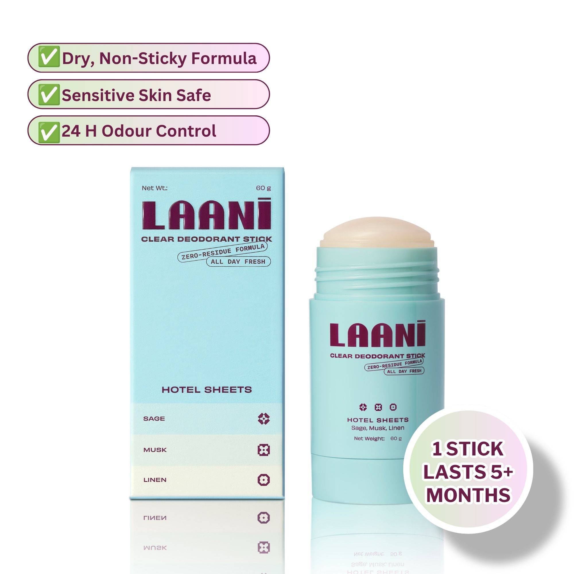 Clear Deodorant Stick - Hotel Sheets