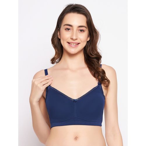 Buy Clovia Cotton Solid Non Padded Full Cup Wire Free Maternity Bra Blue  Online