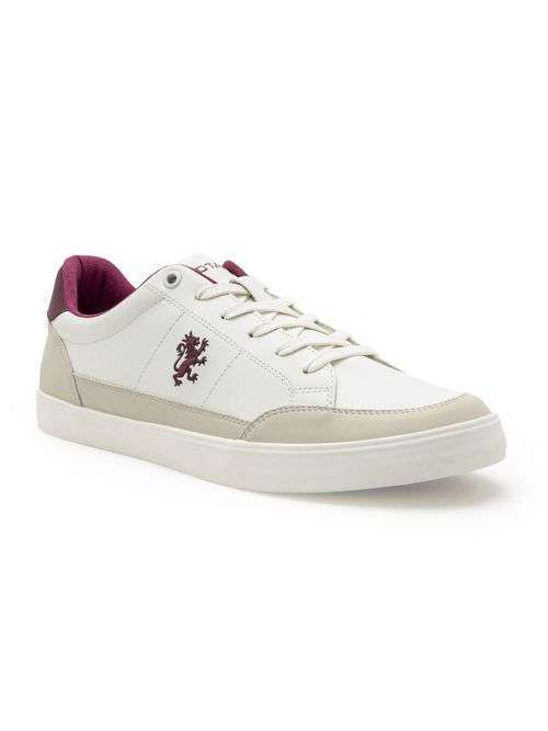 Red Tape Mens Solid Off White Maroon Sneakers
