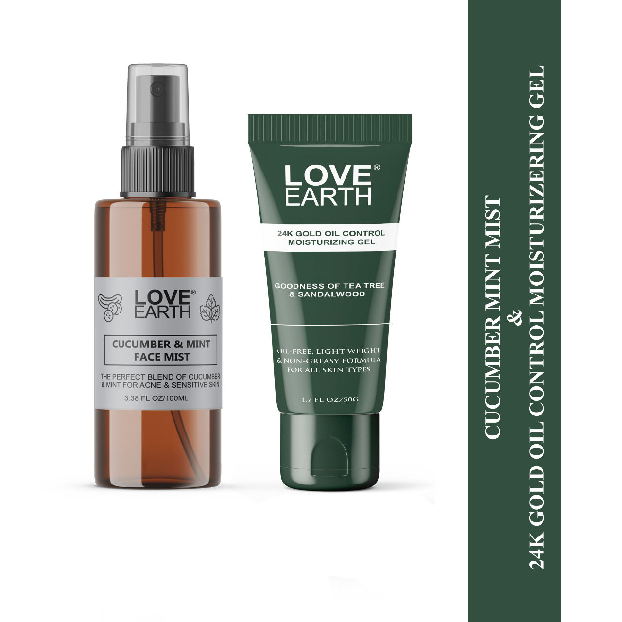 Love Earth Cucumber Mint Toner + 24k Gold Oil Moisturizing Gel