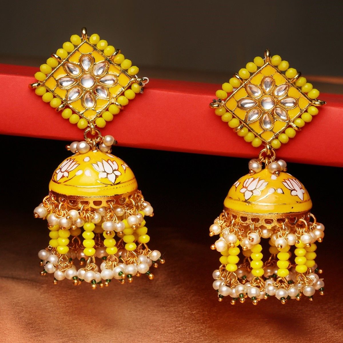 Buy CRUNCHY FASHION GoldPlated White Beads  Tassel Ethnic Jhumka Earrings  Alloy Jhumki Earring  Online at Best Prices in India  JioMart