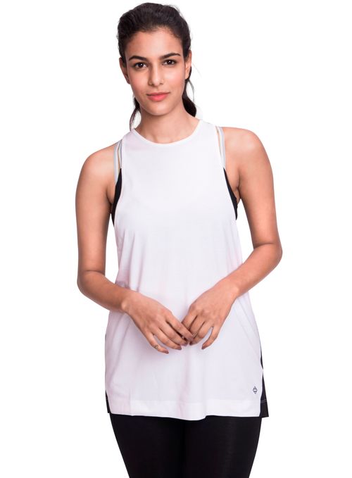 Buy Satva Organic Cotton Sports Tank Top For Women - White (XL) Online