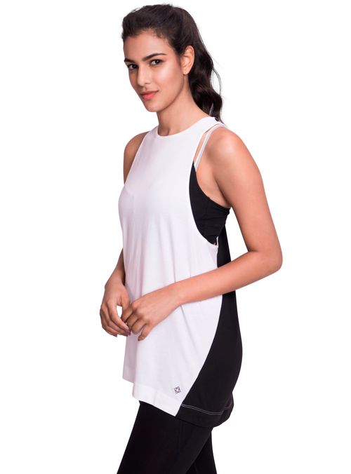 Satva Organic Cotton Sports Tank Top For Women - White (XL)