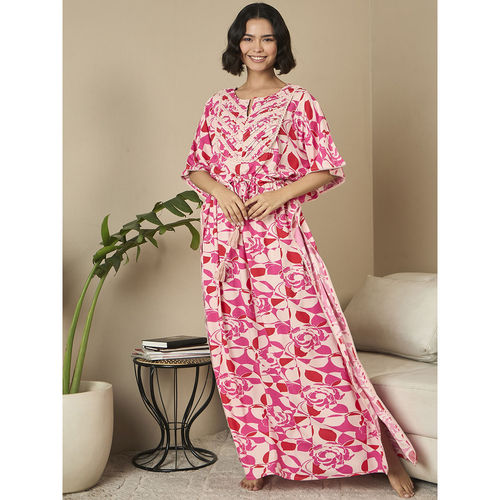 chinese dress ladies Women's Cotton Printed Nighty Night Gown Maxi