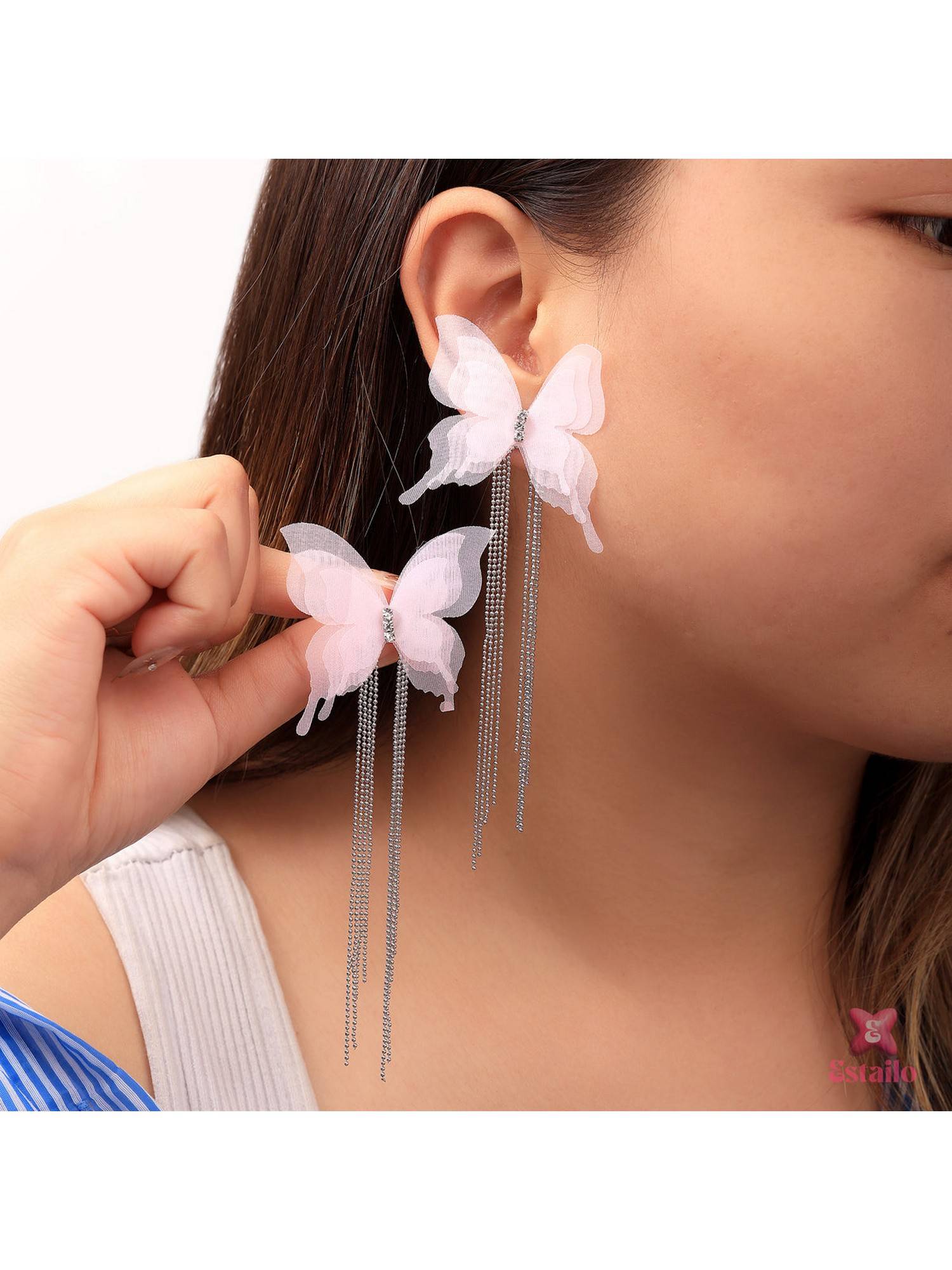 ESTAILO FASHION Starlight Butterfly Drop Earrings