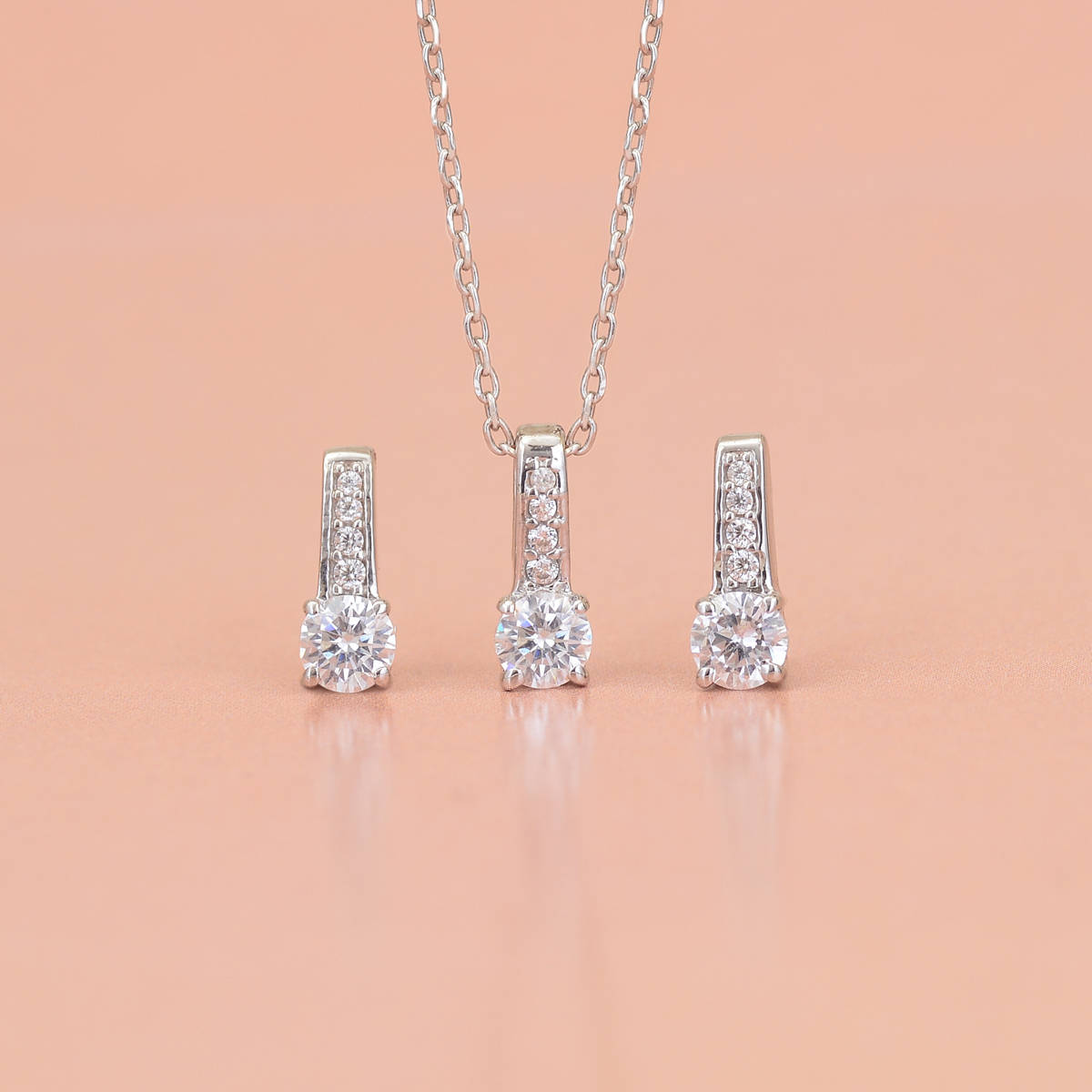 Ornate Jewels 925 Silver 0.50 Carat American Diamond Solitaire Jewellery Set for Women & Girls