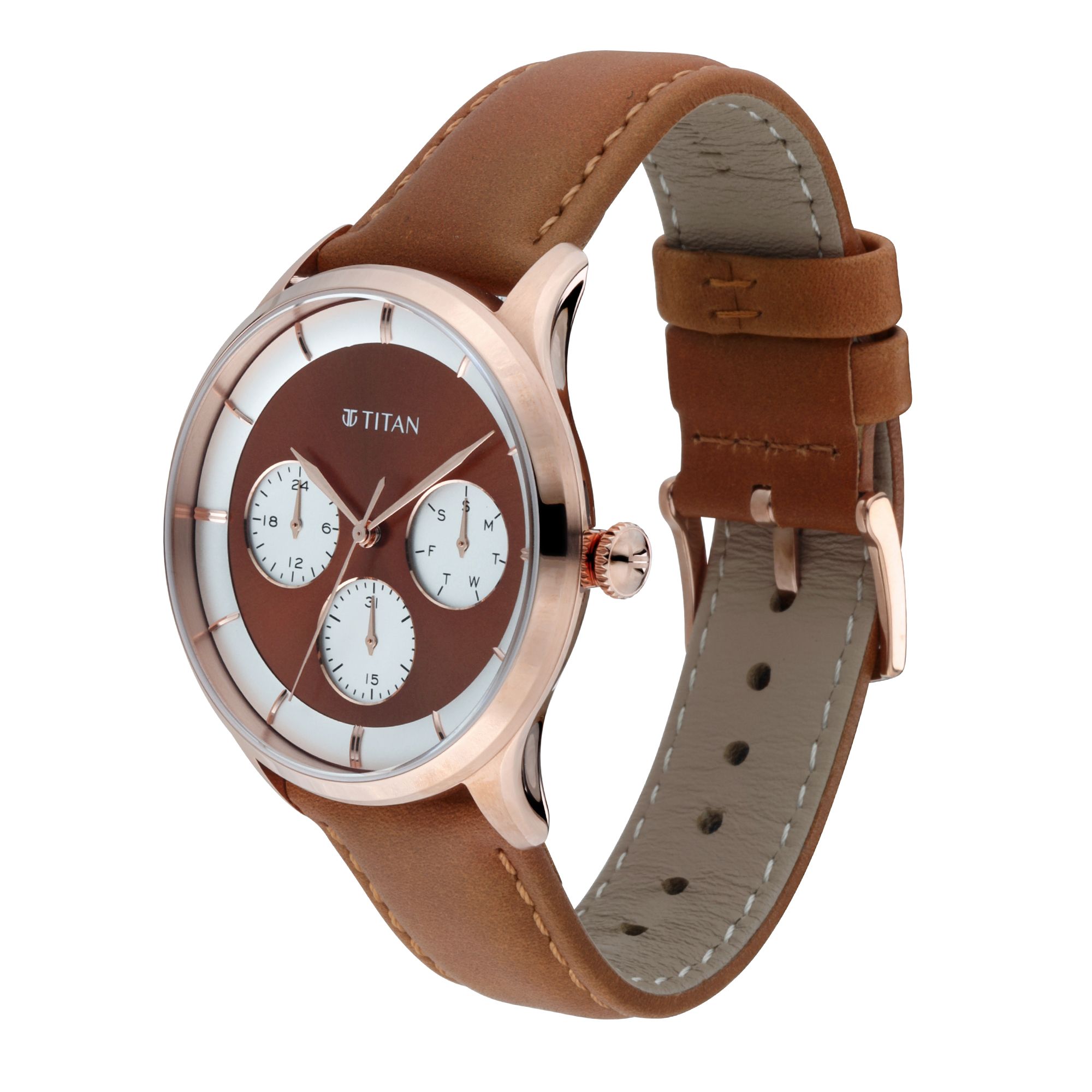Titan light new arrivals leather watches