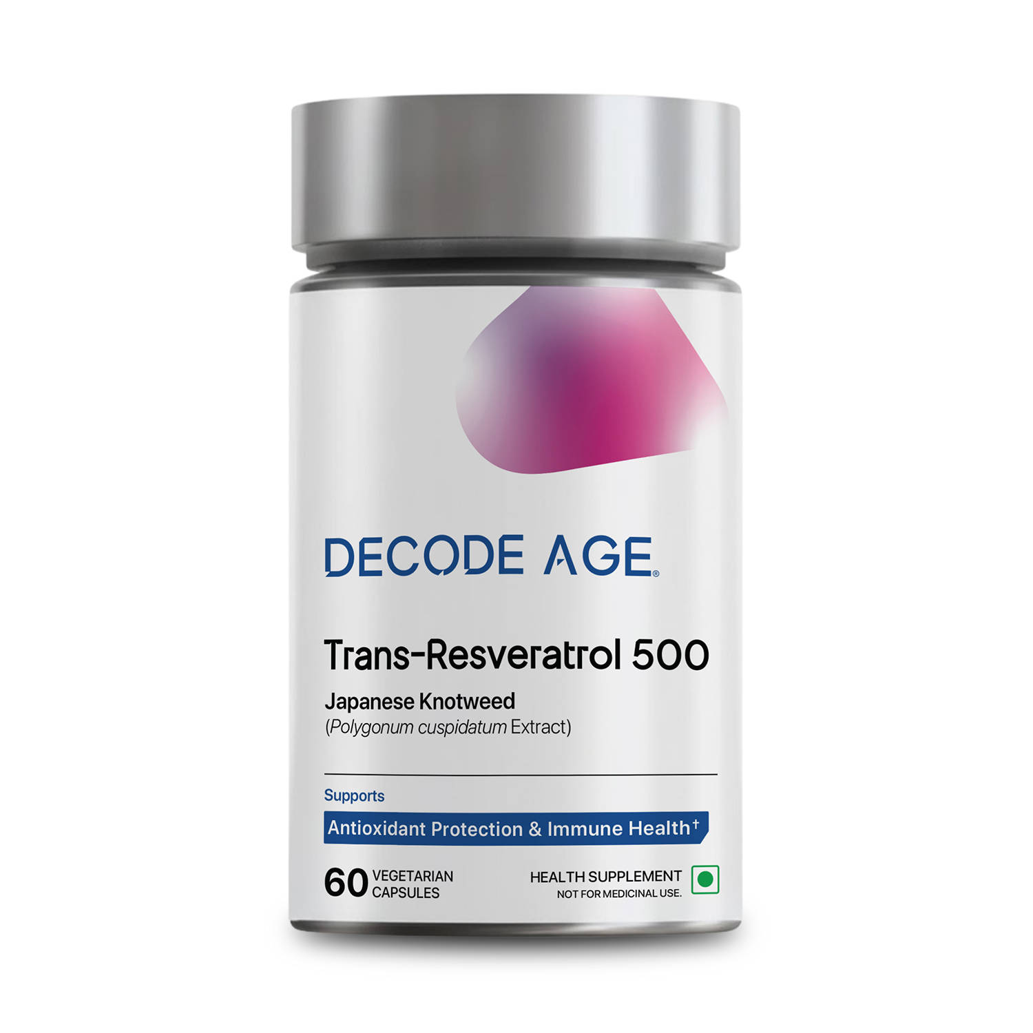 Decode Age Trans-Resveratrol 500 mg-Supports Cells, Immunity and Anti-Oxidant Support Capsules