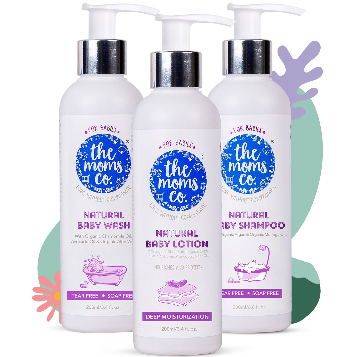 The Moms Co. Natural Baby Wash + Natural Baby Shampoo + Natural Baby Lotion