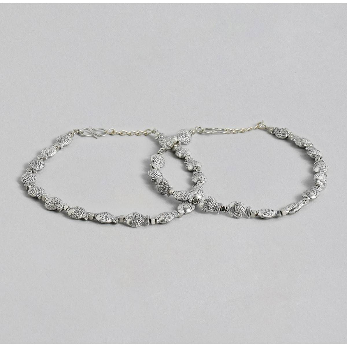 LAIDA Silver oxidized Fish Anklet