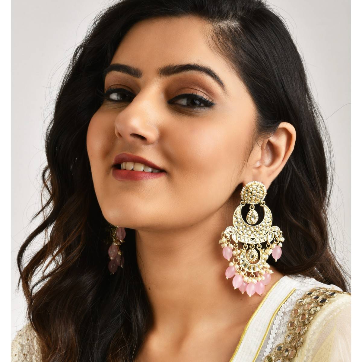LAIDA Gold Plated Pink Modern Chandballi