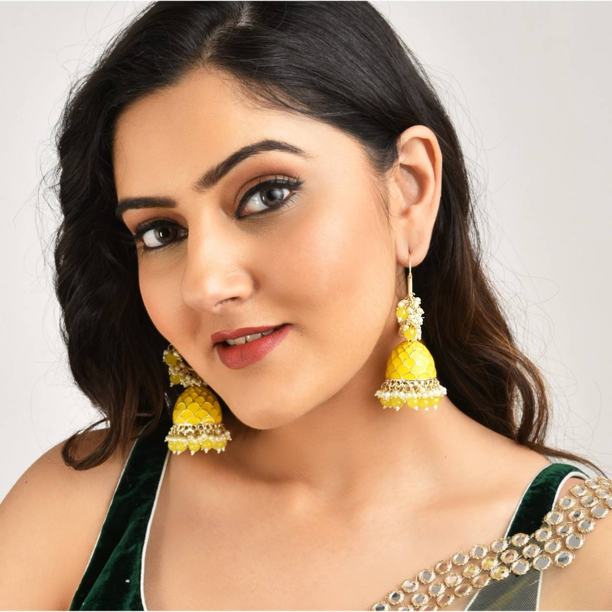 LAIDA Yellow Classic Bali Jhumka