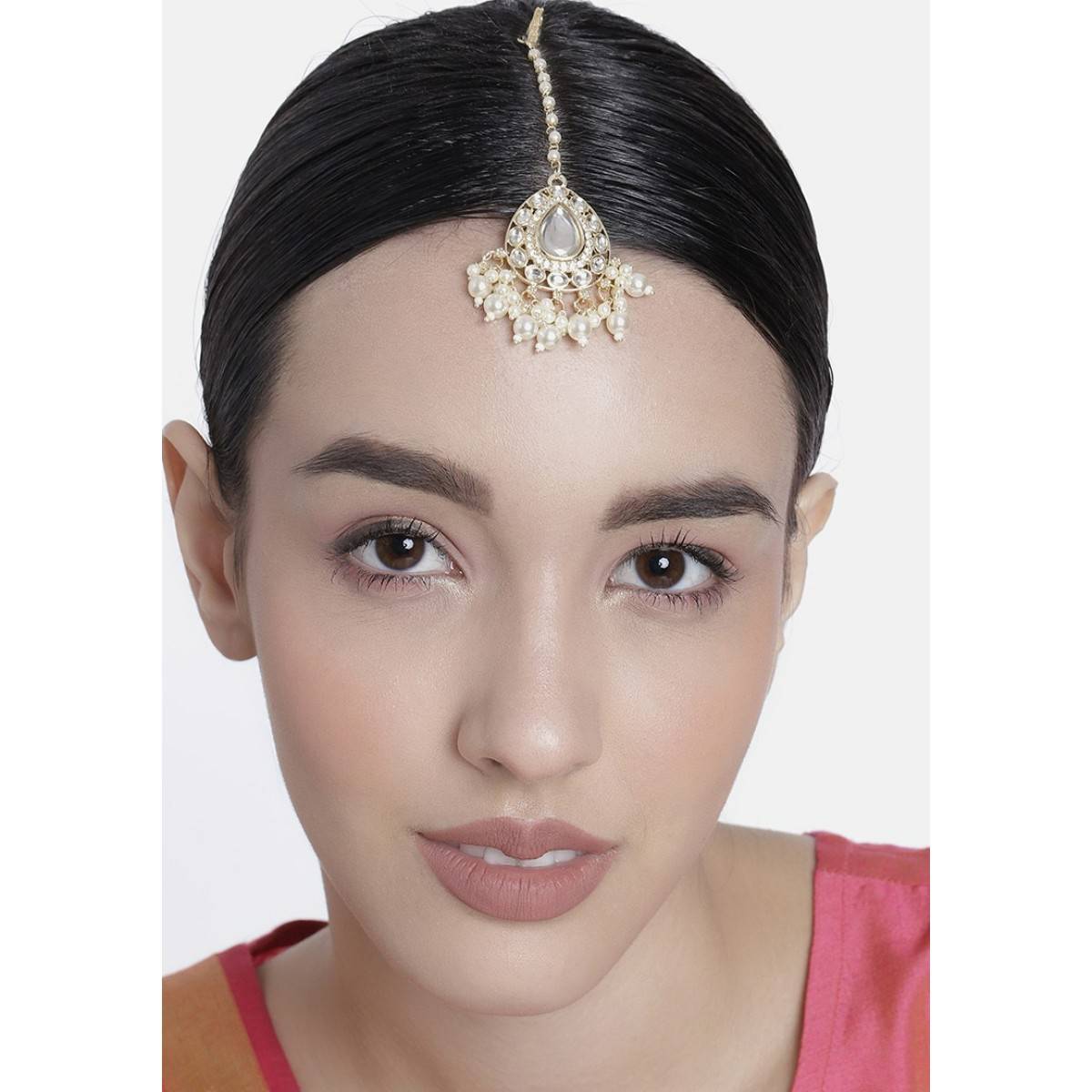 LAIDA Gold Plated Kundan Stone studded Maangtikka