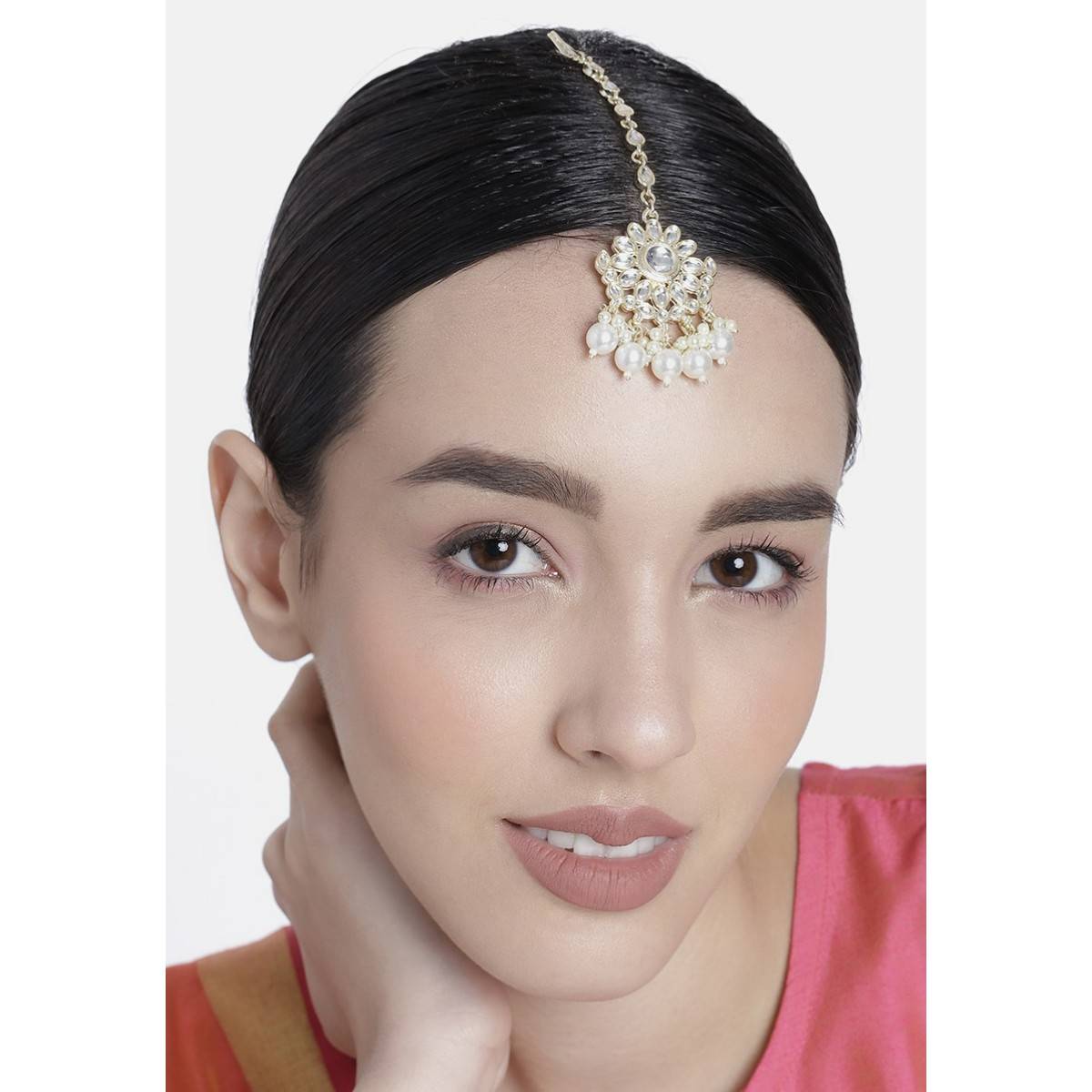 LAIDA Gold Plated Kundan Stone studded Maangtikka