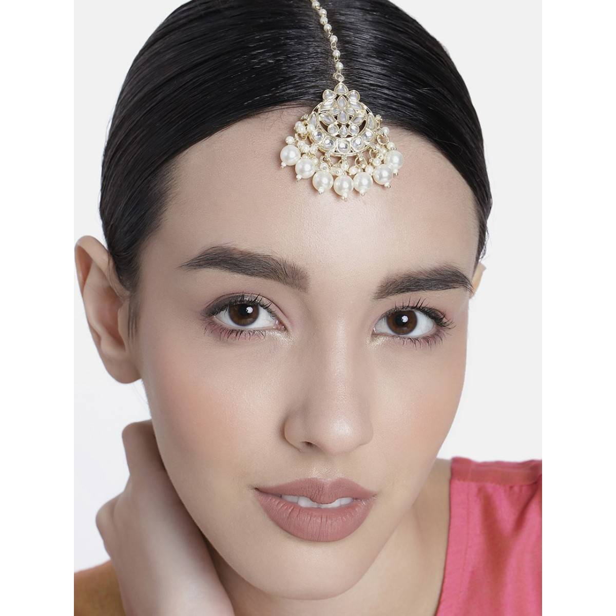 LAIDA Gold Plated Kundan Stone studded Maangtikka