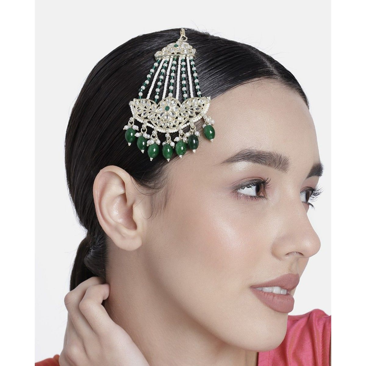 Buy LAIDA Gold Plated Jhoomar Style Green Royal Passa Jhoomar Online