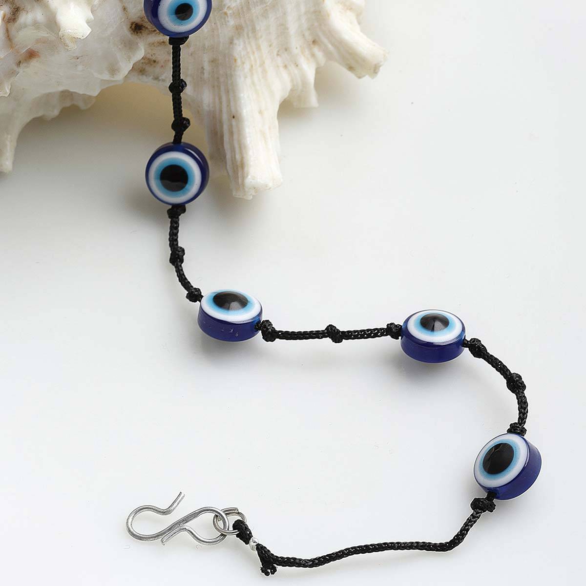 PANASH Evil Eye Beaded Black Thread Handcrafted Anklet
