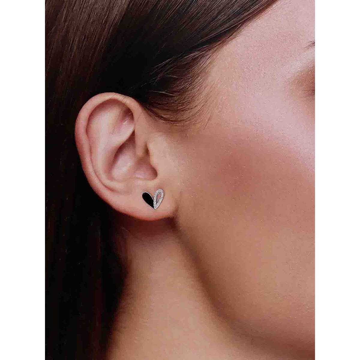 Kai Jewel 92.5 Silver Women Zircon Heart Stud Earrings