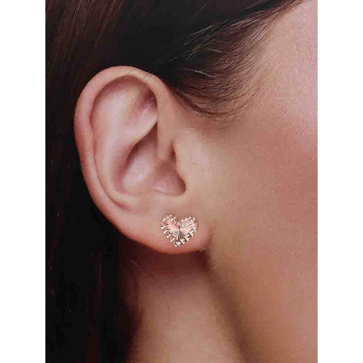 Kai Jewel 92.5 Silver Women Rose Gold Plated Minimal Heart Stud Earrings