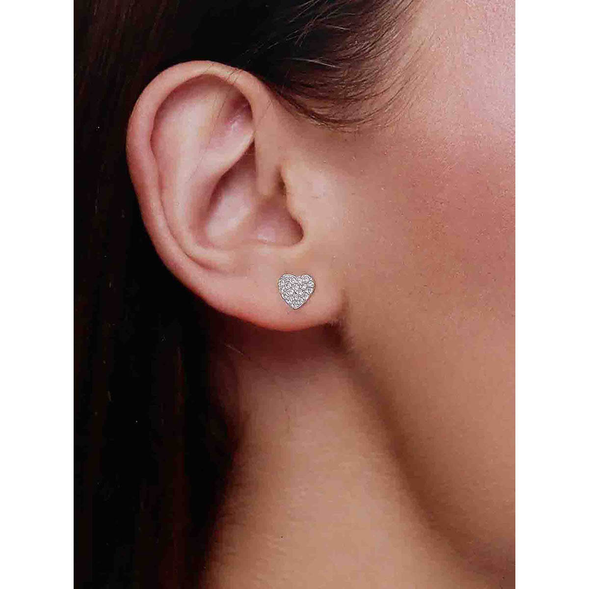 Kai Jewel 92.5 Silver Women Zircon Heart Stud Earrings