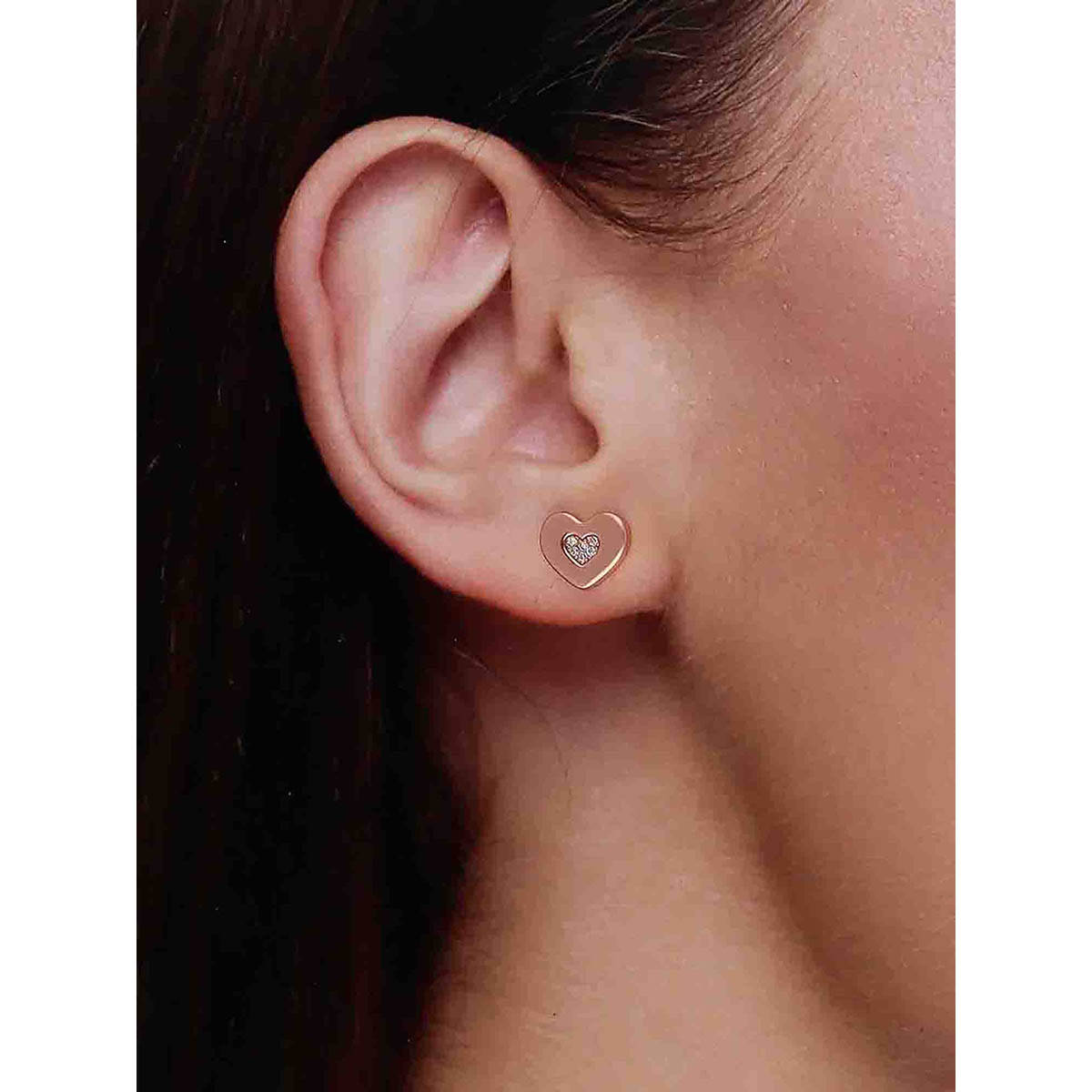 Kai Jewel 92.5 Silver Women Rose Gold Plated Cute Heart Stud Earrings