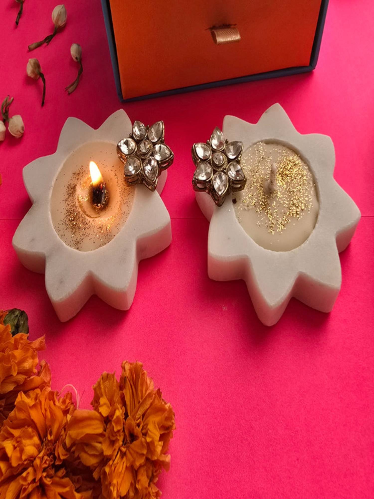 Homearte Marble Star Shape Candle Holder Set