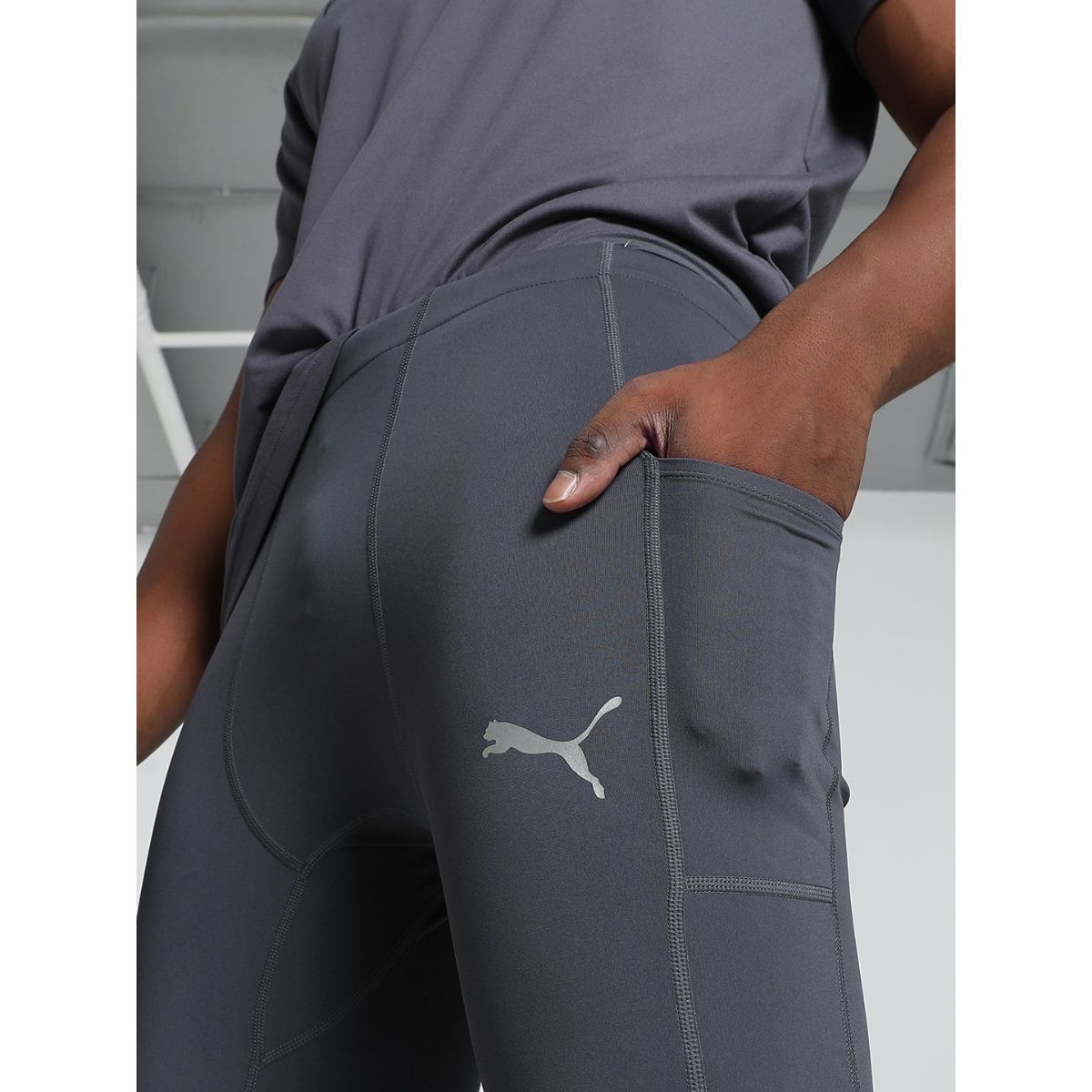 Buy Puma Run Brushed Men Grey Tights Online