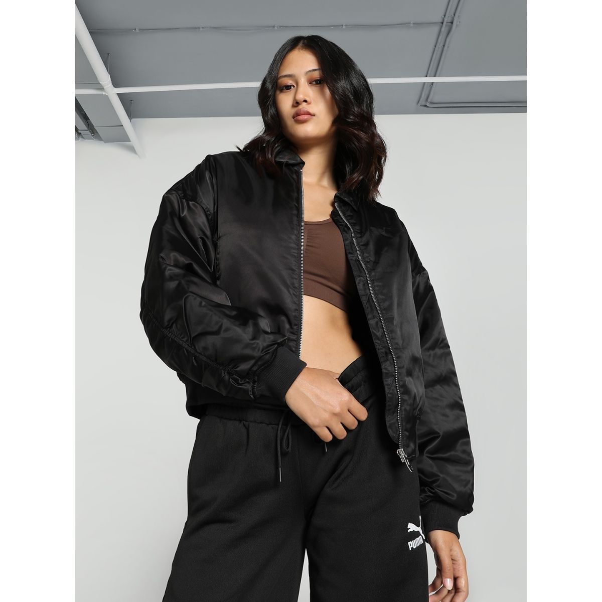 Buy Puma Satin Bomber Women Black Jacket Online
