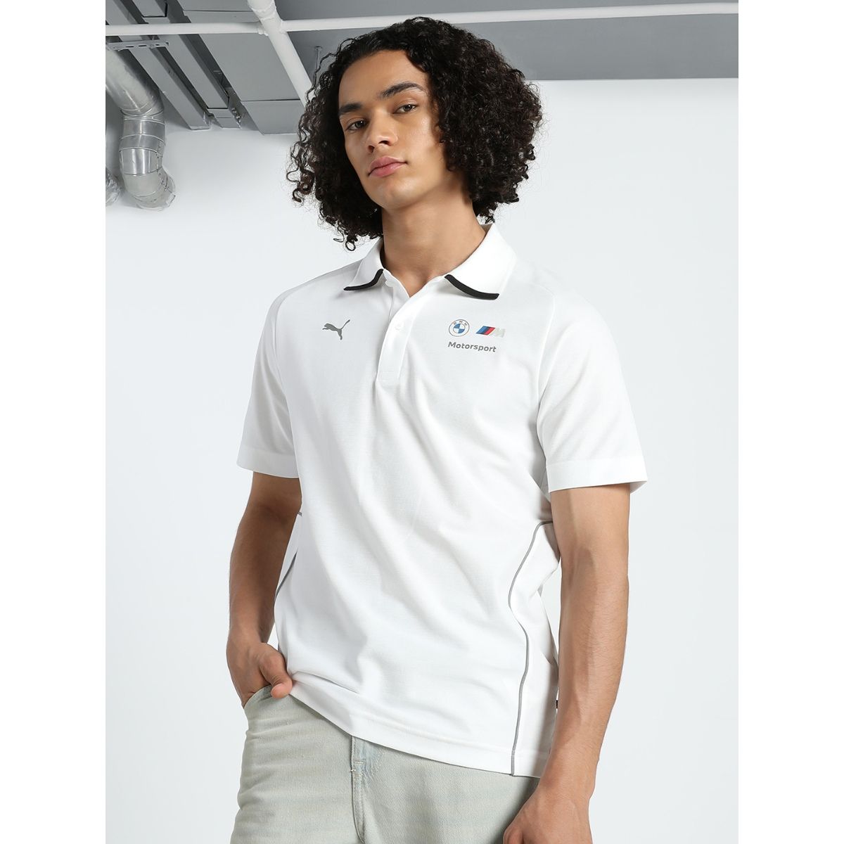 Buy Puma Bmw Mms Men White Polo T Shirt Online