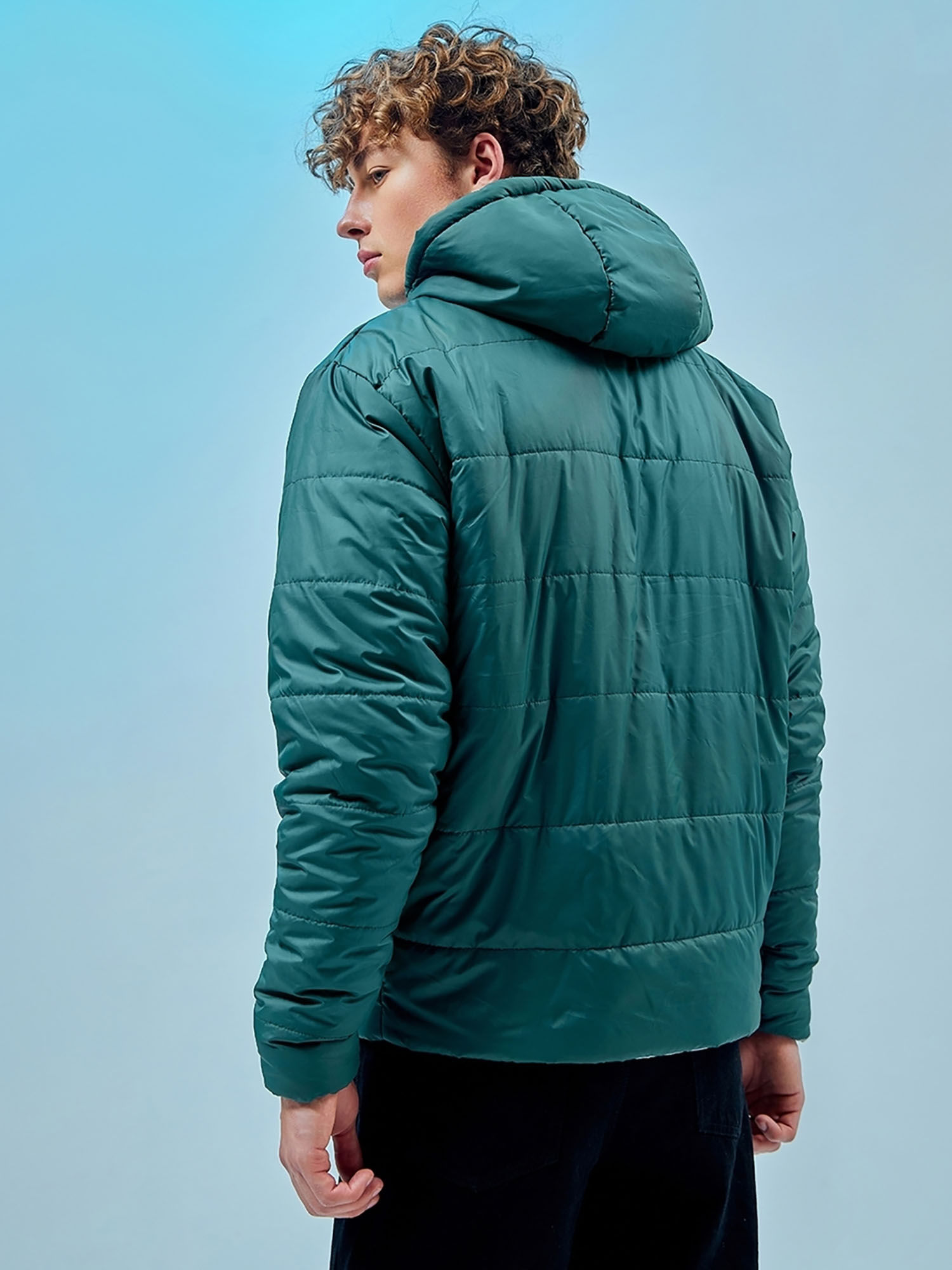 Green oversized puffer jacket online