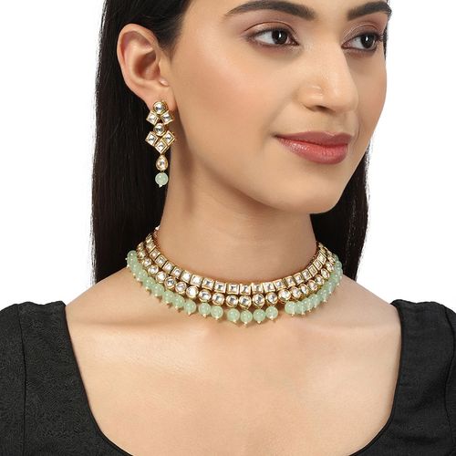 Buy Voylla Kundan Elegance Gold Plated Jewellery Set Online