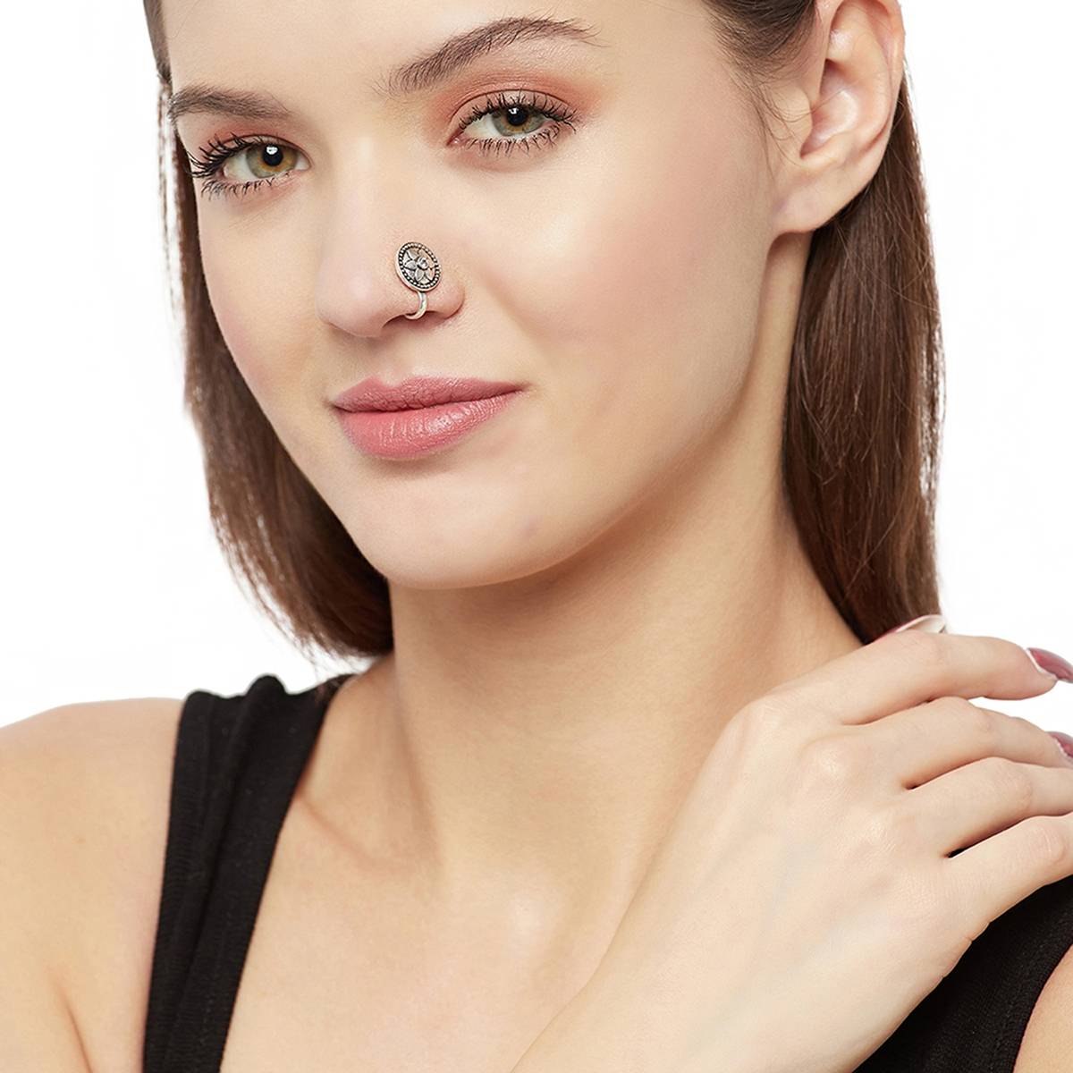 Voylla Indie Collectibles Oxidised Nose Pin