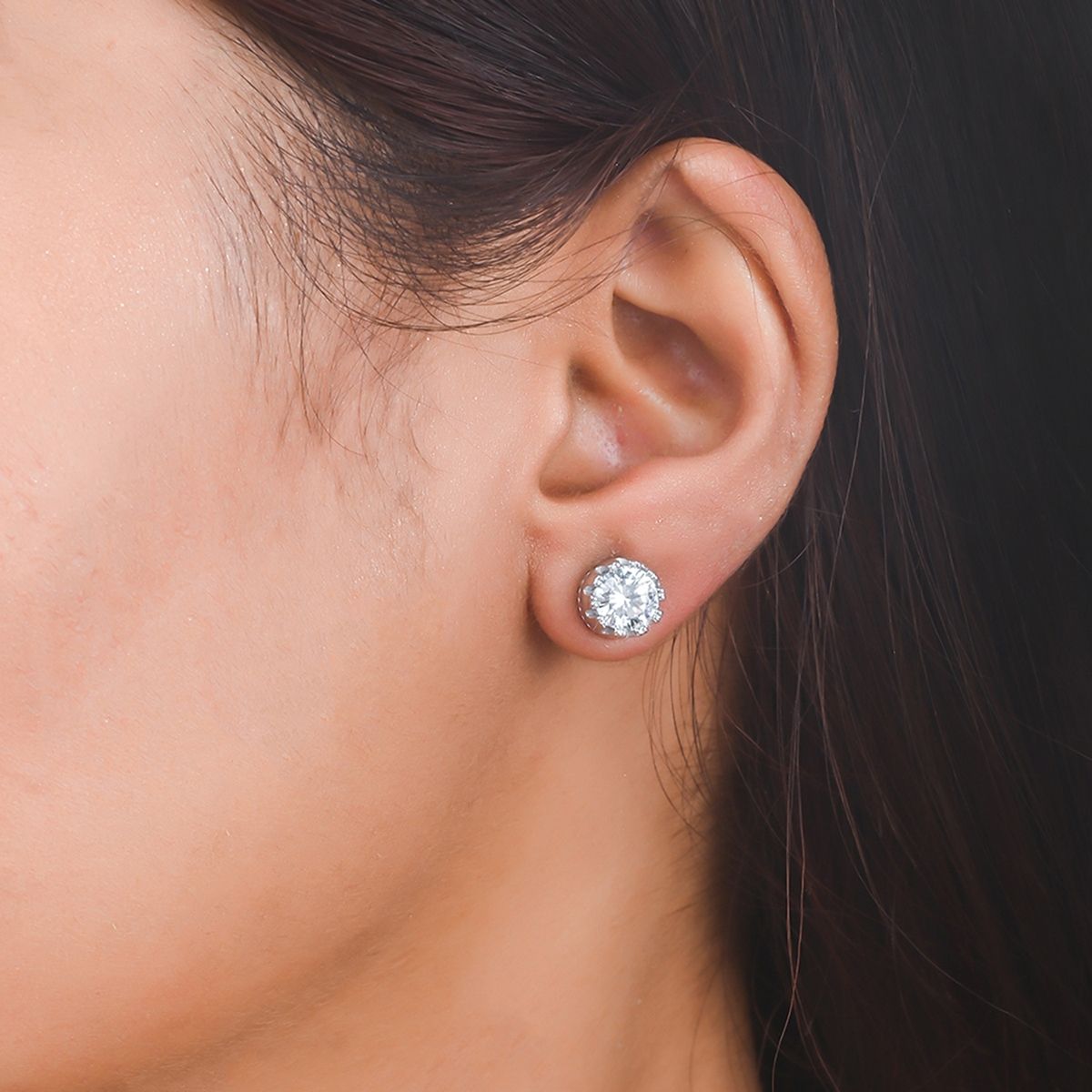 Buy Voylla 925 Sterling Silver CZ Stone Twirl Stud Earrings Online