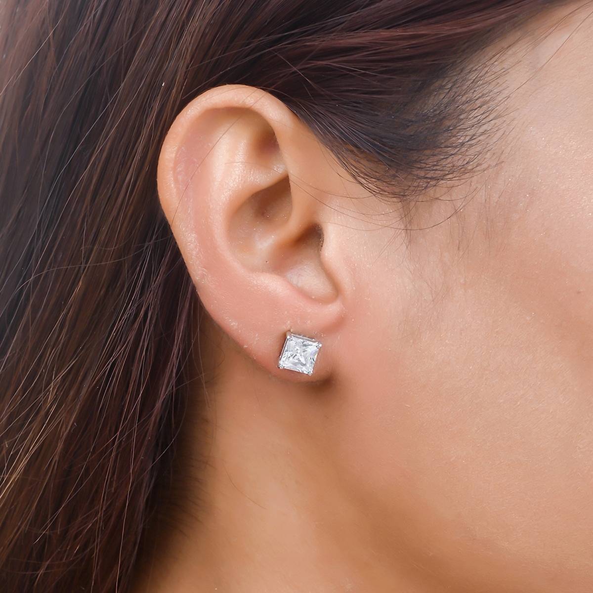 Voylla 925 Sterling Silver Square CZ Stud Earrings