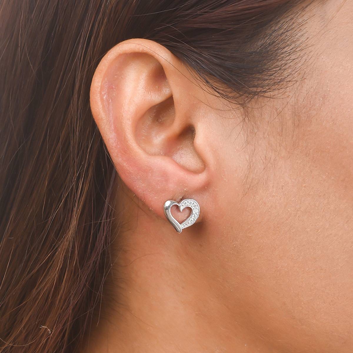 Voylla 925 Sterling Silver Heart Shaped Earrings