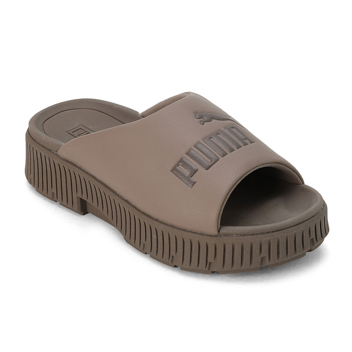 Puma slides womens brown sale