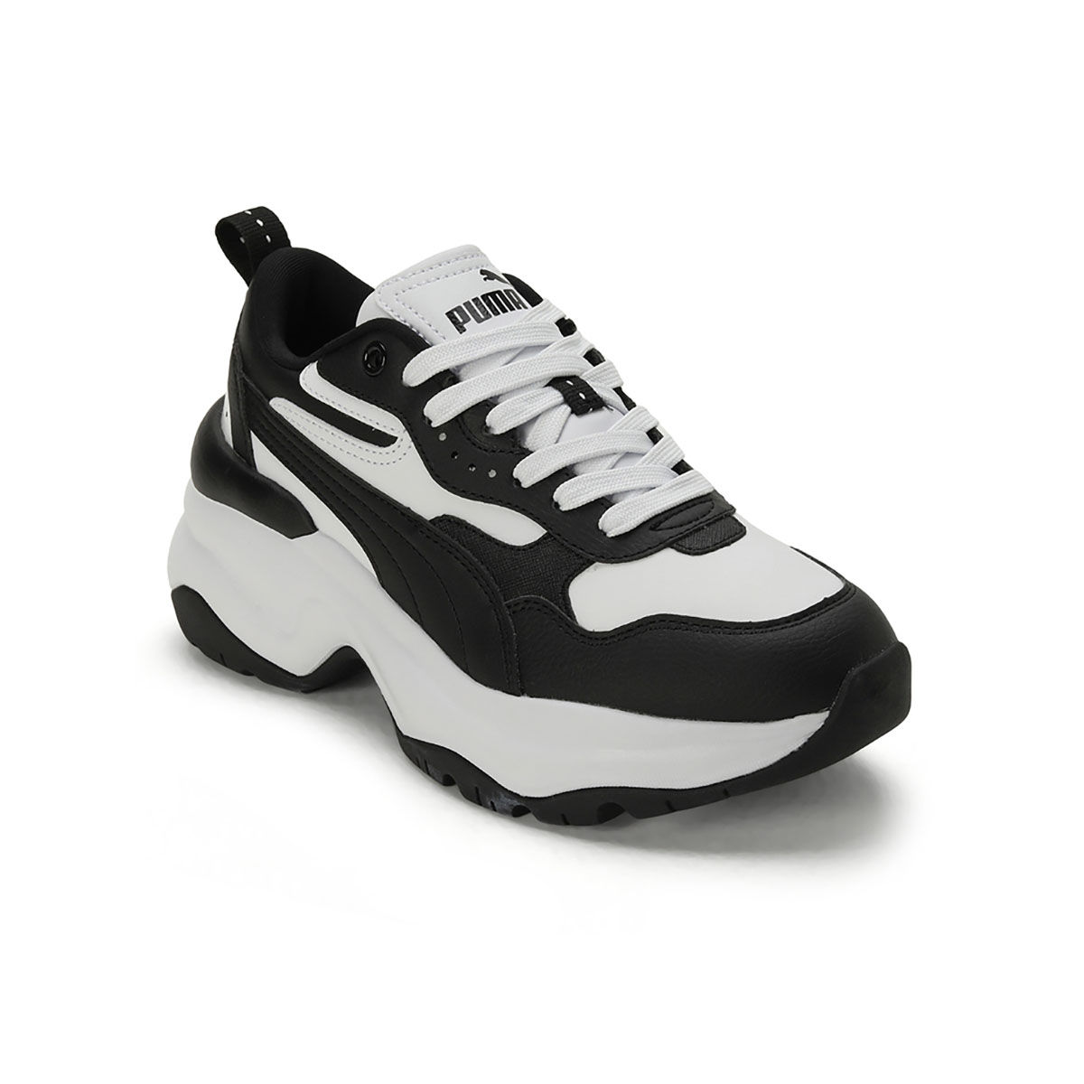 Puma Cilia Wedge Womens Black and White Sneakers (UK 3)