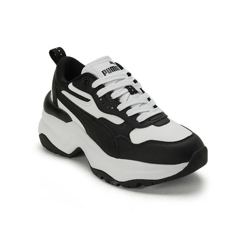 Puma Cilia Wedge Womens Black and White Sneakers (UK 3)