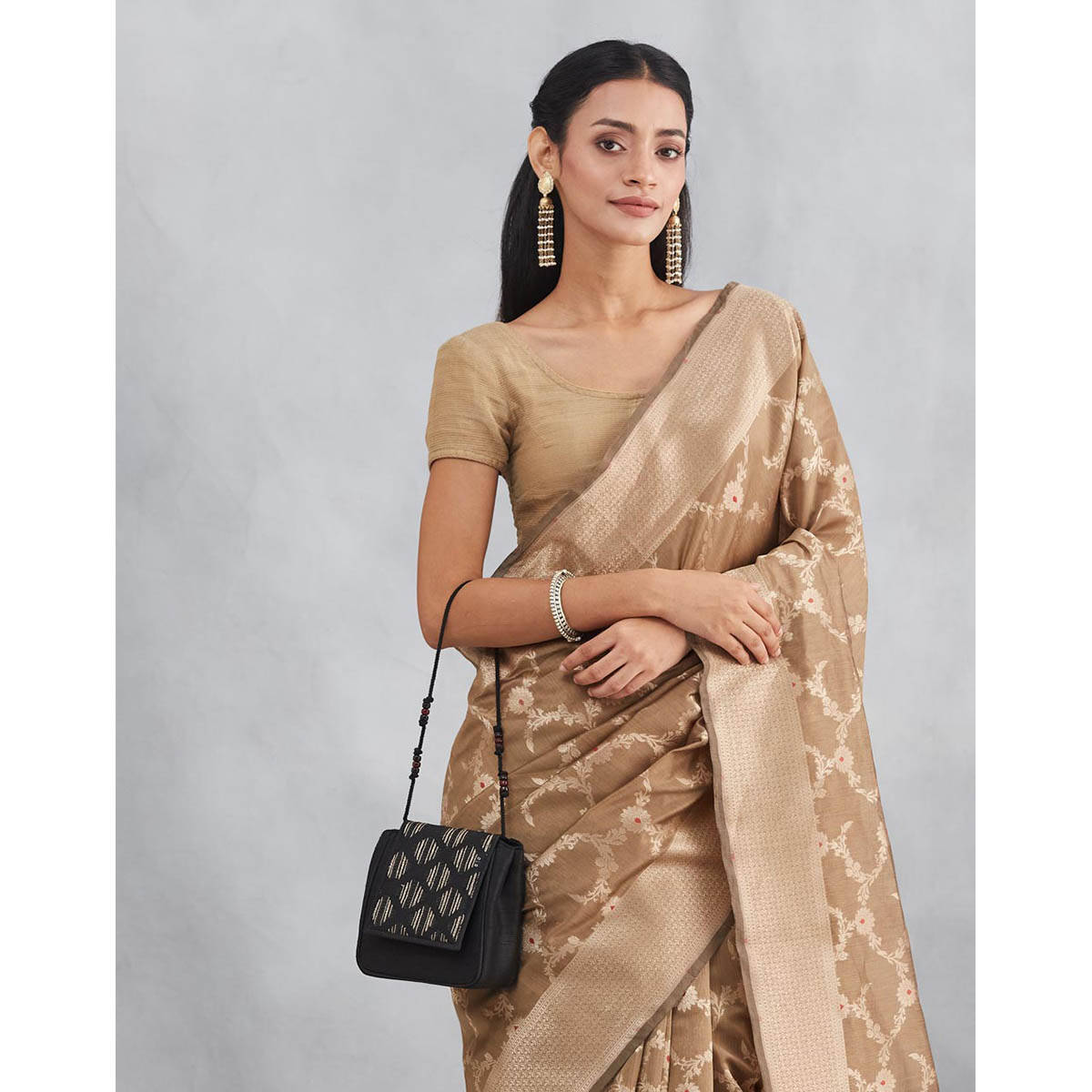 Fabindia Black Silk Blend Sling Bag (S)