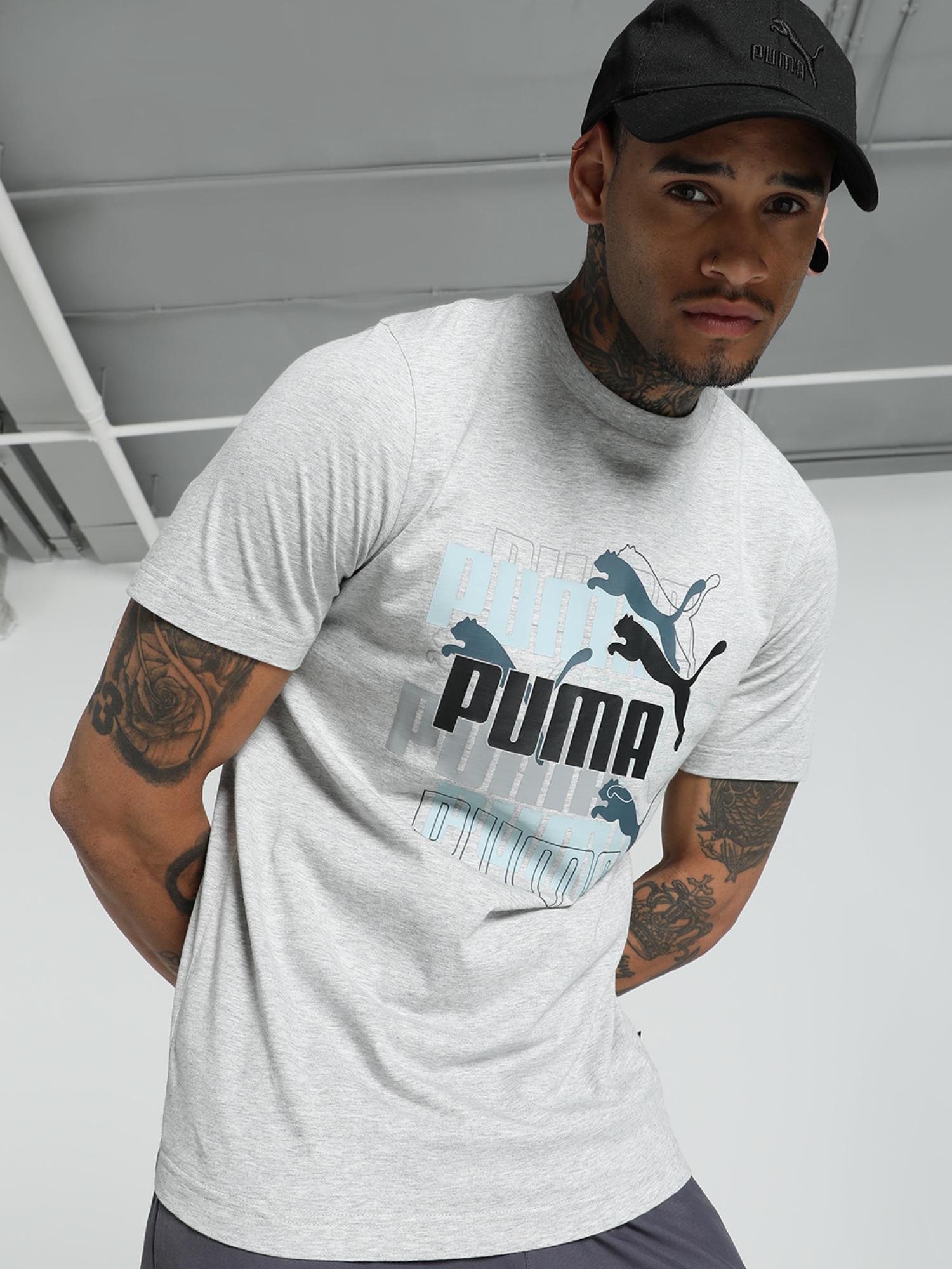 Buy Puma Overlapping Logo Mens T-shirt - Grey Online