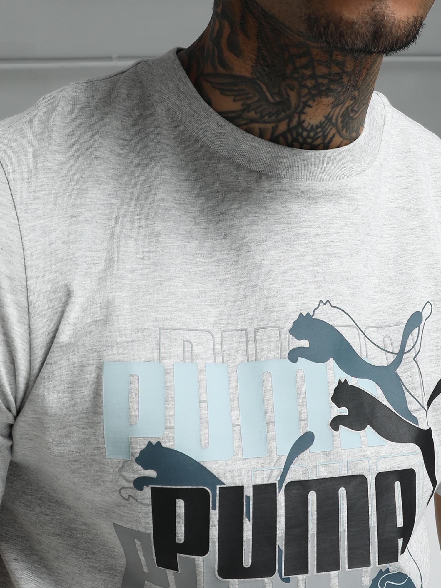 Buy Puma Overlapping Logo Mens T-shirt - Grey Online