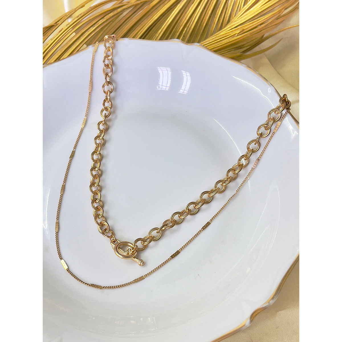 Ayesha Chunky Bold GoldToned Chain Link Layered Necklace Buy Ayesha Chunky Bold GoldToned