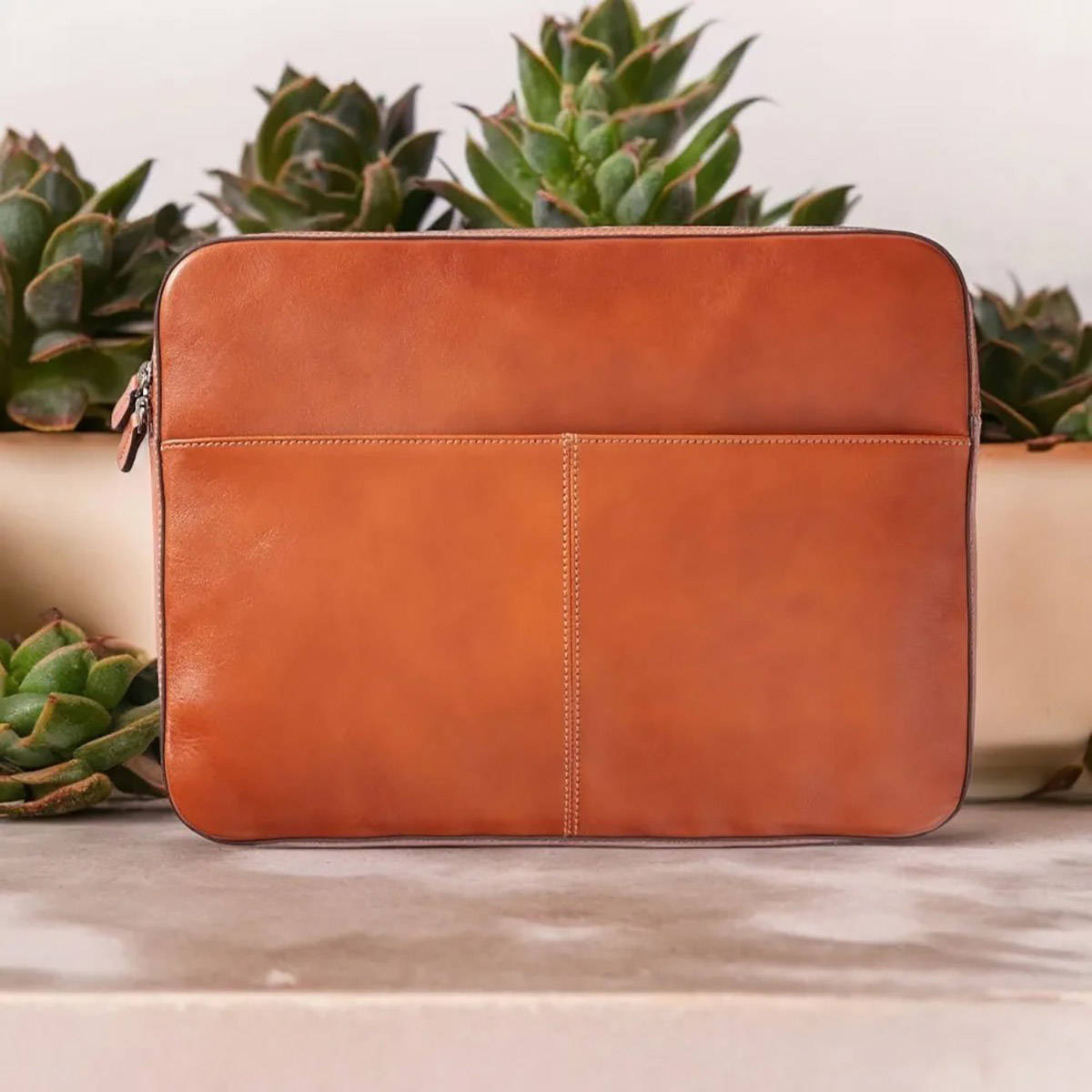 ABELARDO DE MODA Tan Solid Laptop Sleeve